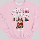 Joy To The World, Plaid Colors Pine Tree, Personalized Christmas Cat Breeds Sweatshirt
