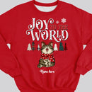 Joy To The World, Plaid Colors Pine Tree, Personalized Christmas Cat Breeds Sweatshirt