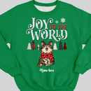 Joy To The World, Plaid Colors Pine Tree, Personalized Christmas Cat Breeds Sweatshirt