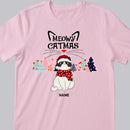 Meowy Catmas, Christmas Cat With Pine Trees, Personalized Cat Breeds T-shirt, Xmas Gifts For Cat Lovers, Christmas T-shirt
