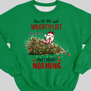 On The Naughty List And We Regret Nothing, Christmas Tree And Naughty Dogs, Personalized Christmas Dog Breeds Sweatshirt