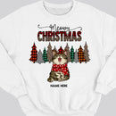 Meowy Christmas, Leopard & Plaid Christmas Trees, Personalized Cat Breeds Sweatshirt, Sweatshirt For Cat Lovers