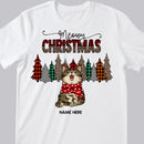 Meowy Christmas, Leopard & Plaid Christmas Trees, Personalized Cat Breeds T-shirt, T-shirt For Cat Lovers
