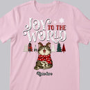 Joy To The World, Snow & Plaid Christmas Trees, Personalized Cat Breeds T-shirt, Xmas Gifts For Cat Lovers
