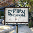 Mama's Kitchen Open 24 Hours Food And Water, Vintage Style, Personalized Cat Breeds Metal Sign