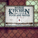 Mama's Kitchen Open 24 Hours Food And Water, Vintage Style, Personalized Dog Breeds Metal Sign