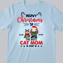 Meowy Christmas To The Best Cat Mom Ever, Girl & Cat, Personalized Cat Breeds T-shirt, T-shirt For Cat Moms