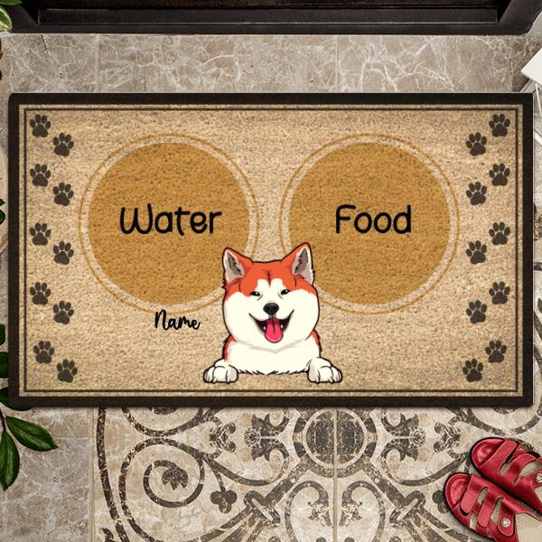 Water And Food, Two Circle Doormat, Personalized Dog Breeds Doormat, Gifts For Dog Lovers