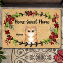 Home Sweet Home, Flower Wreath Doormat, Personalized Cat Breeds Doormat, Gifts For Cat Lover, Home Decor