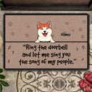 Ring The Doorbell And Let Us Sing You The Song Of My People, Paws On The Brown Background, Personalized Dog Doormat