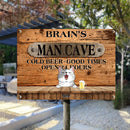 Man Cave Cold Beer Good Times Open 24 Hours, Cat & Beverage Sign, Personalized Cat Breeds Metal Sign, Bar Decor