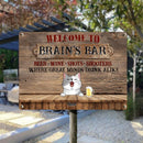 Welcome To Family Bar, Beer Wine Shots Shooters, Where Great Minds Drink Alike, Classic Wooden Theme, Personalized Cat Breeds Metal Sign