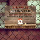 Welcome To Family Bar, Beer Wine Shots Shooters, Where Great Minds Drink Alike, Classic Wooden, Personalized Dog & Cat Breeds Metal Sign