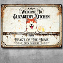 Welcome To My Kitchen Heart Of The Home, Welcome Sign, Personalized Dog & Cat Metal Sign, Kitchen Decor