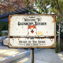 Welcome To My Kitchen Heart Of The Home, Welcome Sign, Personalized Dog & Cat Metal Sign, Kitchen Decor