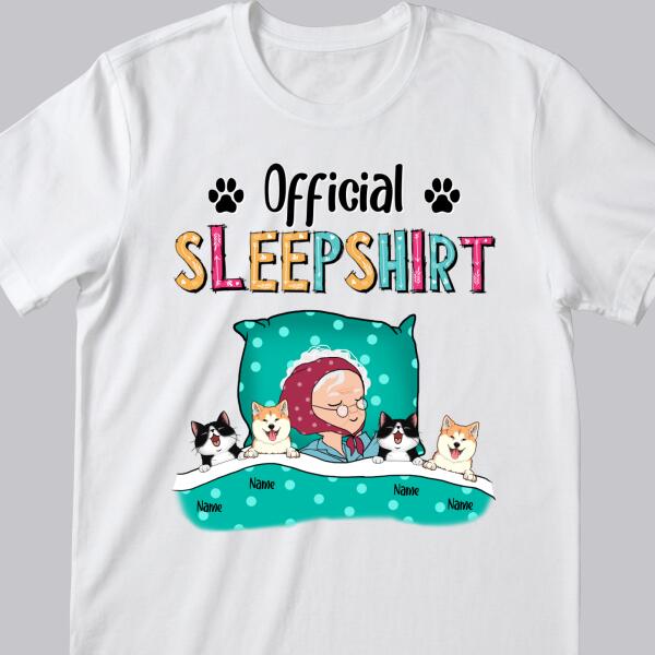 Official Sleep Shirt, Old Lady With Her Dogs & Cats, Personalized Dog & Cat Lovers T-shirt