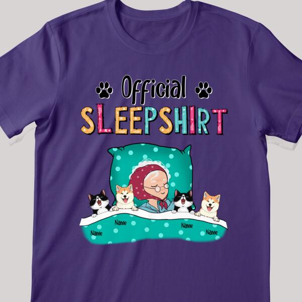 Official Sleep Shirt, Old Lady With Her Dogs & Cats, Personalized Dog & Cat Lovers T-shirt