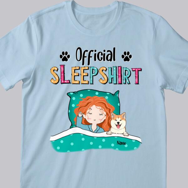 Official Sleep Shirt, Girl And Her Dogs, Personalized Dog Breeds T-shirt, Gift For Dog Lovers