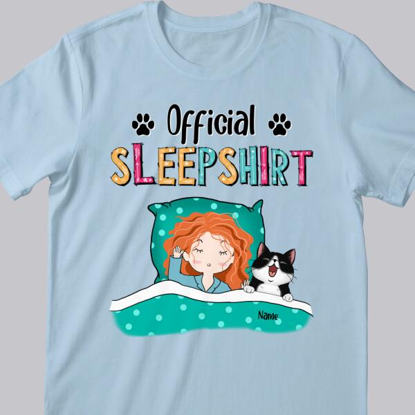Official Sleep Shirt, Girl And Her Cats, Personalized Cat Breeds T-shirt, Gift For Cat Lovers