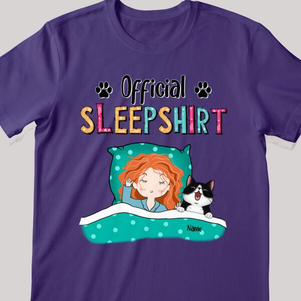 Official Sleep Shirt, Girl And Her Cats, Personalized Cat Breeds T-shirt, Gift For Cat Lovers