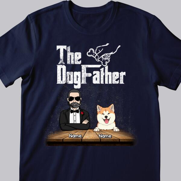 The DogFather, Man & Dog, Black Wall T-shirt, Personalized Dog Breeds T-shirt, Gifts For Dog Dads