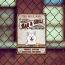 Backyard Bar & Grill, Good Friends Good Times, Proudly Serving What Ever You Bring, Personalized Dog Metal Sign