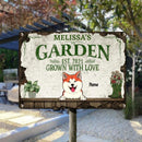 Garden Grown With Love, Plant & Flower Sign, Personalized Dog Breeds Metal Sign, Garden Decor