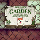Garden Grown With Love, Plant & Flower Sign, Personalized Dog Breeds Metal Sign, Garden Decor