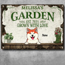 Garden Grown With Love, Plant & Flower Sign, Personalized Dog Breeds Metal Sign, Garden Decor