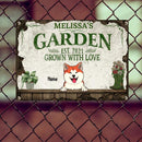 Garden Grown With Love, Plant & Flower Sign, Personalized Dog & Cat Metal Sign, Garden Decor