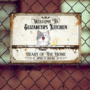 Welcome To My Kitchen Heart Of The Home, Welcome Sign, Personalized Cat Breeds Metal Sign, Kitchen Decor