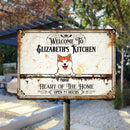 Welcome To My Kitchen Heart Of The Home, Welcome Sign, Personalized Dog Breeds Metal Sign, Kitchen Decor