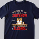 Welcome To The Shitshow Hope You Brought Alcohol, Cat & Beverage T-shirt, Personalized Cat Breeds T-shirt