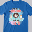 I'd Rather Be Napping With My Dog, Girl & Dogs, Personalized Dog Breeds T-shirt, Gifts For Dog Lovers