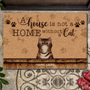 A House Is Not A Home Without Cats, Pawprints Doormat, Personalized Cat Breeds Doormat