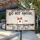 Crazy Dogs Live Here, Do Not Knock, Funny Warning Sign, Personalized Dog Breeds Metal Sign