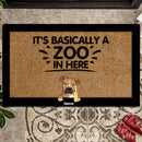 It's Basically A Zoo In Here, Baby And Pets Pawprints, Personalized Baby & Pets Doormat