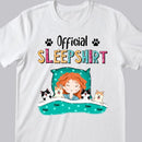 Official Sleep Shirt, Girl And Her Cats & Dogs, Personalized Dog & Cat Lovers T-shirt