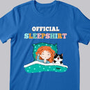 Official Sleep Shirt, Chibi Girl With Her Cat, Personalized Cat Lovers T-shirt
