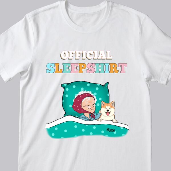 Official Sleep Shirt, Chibi Old Lady With Her Dog, Personalized Dog Lovers T-shirt