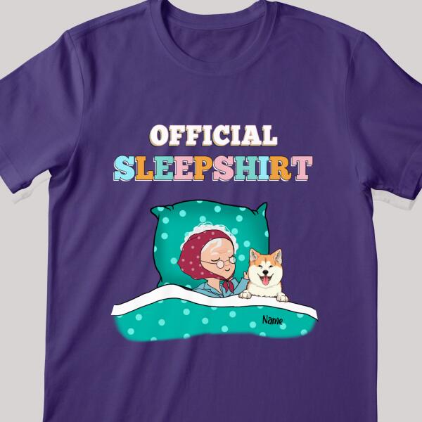 Official Sleep Shirt, Chibi Old Lady With Her Dog, Personalized Dog Lovers T-shirt