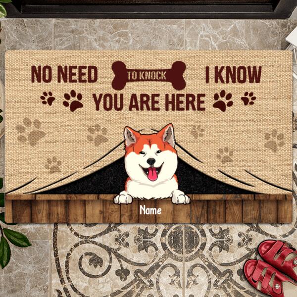 No Need To Knock We Know You Are Here, Canvas Curtain Background, Personalized Dog & Cat Breeds Doormat