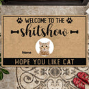 Welcome To The Shitshow Hope You Like Cats, Custom Cat's Portrait, Personalized Cat Lovers Doormat