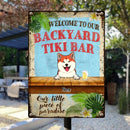 Welcome To Our Backyard Tiki Bar Our Little Piece Of Paradise, Hawaii Style Sign, Personalized Dog Breeds Metal Sign