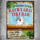 Welcome To Our Backyard Tiki Bar Our Little Piece Of Paradise, Hawaii Style Sign, Personalized Cat Breeds Metal Sign