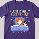 Official Sleep Shirt, Cute Girl With Her Cat, Cat Mom Gift, Personalized Cat Lover T-shirt