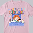 Official Sleep Shirt, Cute Girl With Her Dog & Cat, Dog & Cat Mom Gift, Personalized Dog & Cat Lover T-shirt