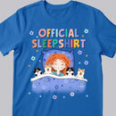 Official Sleep Shirt, Cute Girl With Her Dog & Cat, Dog & Cat Mom Gift, Personalized Dog & Cat Lover T-shirt