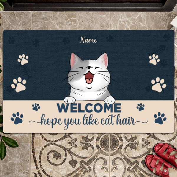 Welcome Hope You Like Cat Hair, Cat Paws And Bones, Personalized Cat Lover Doormat