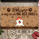 Welcome Hope You Like Big Ass Dogs, Pawprints Doormat, Personalized Dog Breeds Doormat